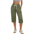 thumbnail image 3 of Yievot Womens Capri Pants Elastic High Waisted Sport Workout Yoga Pants Drawstring Casual Cropped Joggers Summer Lounge Pants with Pockets, 3 of 5