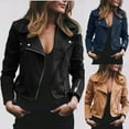 thumbnail image 6 of Baikeli Faux Suede Jacket for Women Zip Up Motorcycle Jackets Long Sleeve Slim Outerwear Solid Color Cropped Coats, 6 of 7