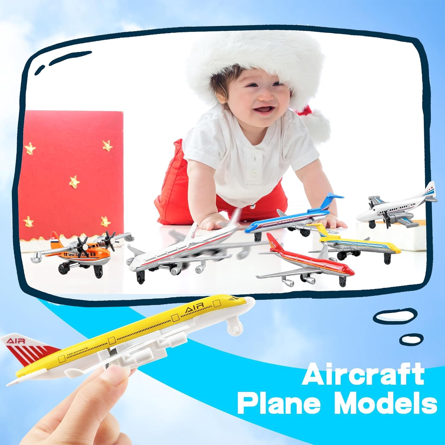 BTEPSGA 10 Pack Airplane Toys Diecast Pull Back Airplane Toys Alloy Planes Model for Kids Birthday Children's Day Gifts Classroom Rewards Airforce Party Favors