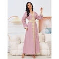 thumbnail image 3 of Longue robe Dorée de Style Moyen-Oriental Musulman Jupe Élégante (Violet, G), 3 of 5