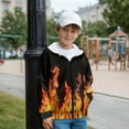thumbnail image 3 of Uorisanigo Kids Hoodie Hoodes Sweatshirt Soft Zipper Fire Flame Print Hoodies Jacket Lightweight Long Sleeve Shirts Pollover Tops Fashion Clothes School Party Birthday Christmas, 3 of 7