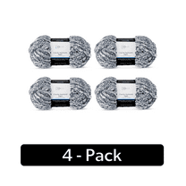 Mainstays Heathered Chenille Yarn, 33 yd, Orion Blue, 100% Polyester, Super Bulky, Pack of 4