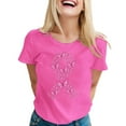 thumbnail image 2 of Lroveb Breast Cancer Awareness Shirts for Women Elegant Casual Printed Short Sleeve V Neck T Shirt Tops Pink Ribbon Graphic Tees Hot Pink, 2 of 5