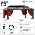 thumbnail image 2 of Pakunoda 16' X 6.5' Gazebo Universal Replacement Privacy 4-Panel Curtains, Waterproof Outdoor Curtains Terrared Sidewall with Zipper for Patio Garden Backyard 12' X 20' Gazebo, Curtain Only, 2 of 8