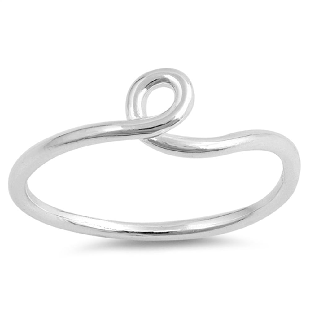 Thin Loop Love Knot Promise Ring .925 Sterling Silver Band Jewelry