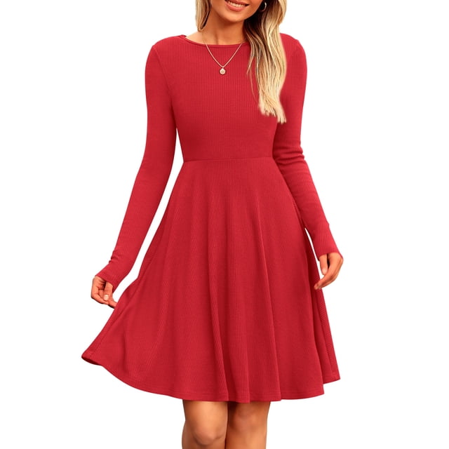 Vestido PRETTYGARDEN de otoño para mujer, tejido acanalado de manga larga XL