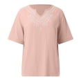 thumbnail image 3 of Women's New V Neck Solid Color Women's Loose Pullover Short Sleeve Summer T Shirt 100 Polyester Shirts Women Short T Shirt Casual T Shirt Top Long Sleeve Tee for Women Womens Athletic Tee Shirts Women, 3 of 4
