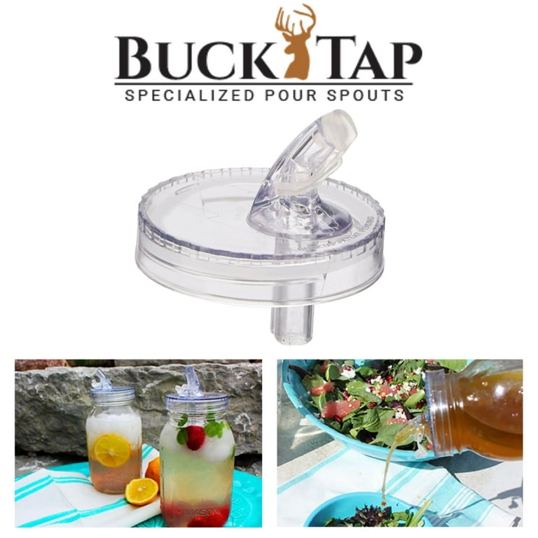 Bucktap Mason Jar Pour Spout and Lid -Smooth Flow Dispenser Spirits Salad Dressing 3pk, Adult Unisex, Size: Regular, Clear