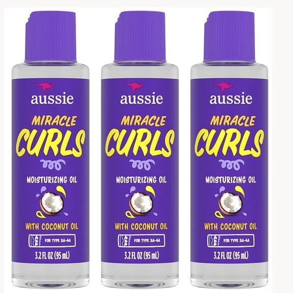 Aussie Miracle Curls Moisturizing Oil with Coconut & Jojoba, 3.2 oz (3-Pack)