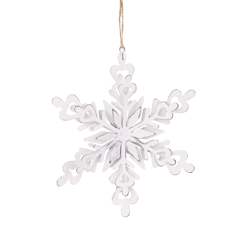 Iron Snowflake Ornament with Weathered Finish Hanging Christmas Tree Decor Gift Stocking Stuffer