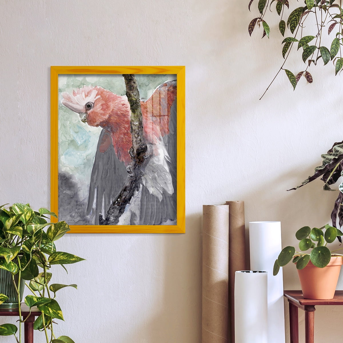 Tropic Parrot II - Framed Print w/glass - Sunflower Yellow