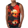 thumbnail image 2 of Penkiiy Mens Beach Tank Top Tropical Print Sleeveless Tops Stylish Summer T Shirt Crewneck Athletic Tee Soft Basic Tank Tops XL Orange, 2 of 5