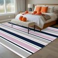 thumbnail image 4 of Minimalist Stripes Washable Area Rug 5 x 7 ft Navy Blue Pink Gray Horizontal Stripe Modern, Soft Non Slip Rugs Stain Repellent Indoor Felt Carpet for Living Dining Room Bedroom Home Office, 4 of 9