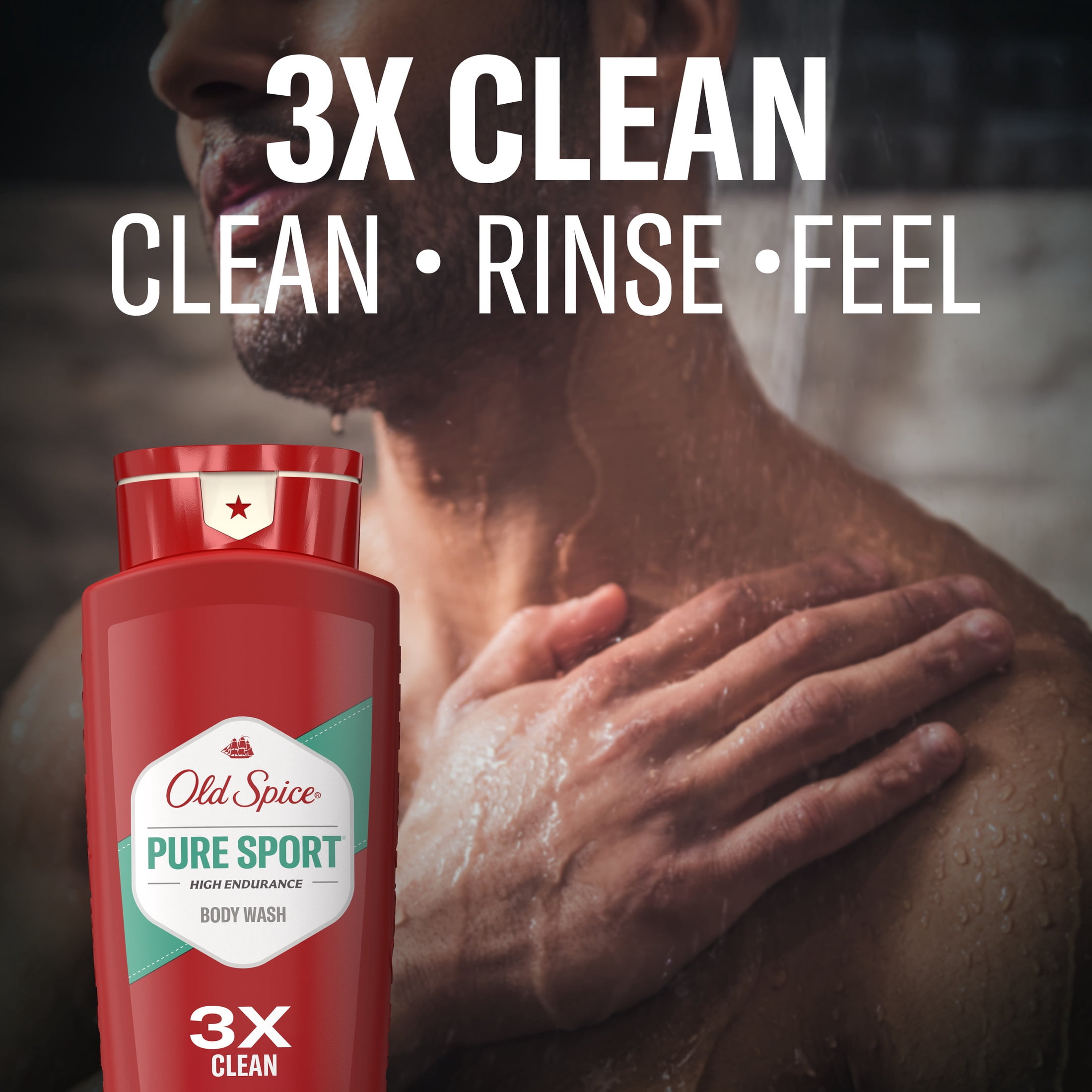 (4 pack) Old Spice High Endurance Body Wash for Men, Pure Sport Scent, 24 FL OZ (709 mL) Twin Pack