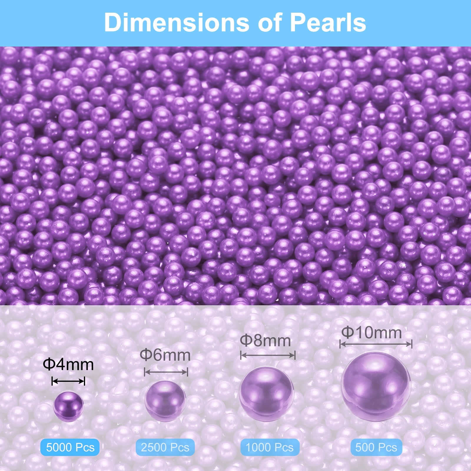Unique Bargains Faux Pearl for Crafting No Hole Pearls for Vase Fillers Purple