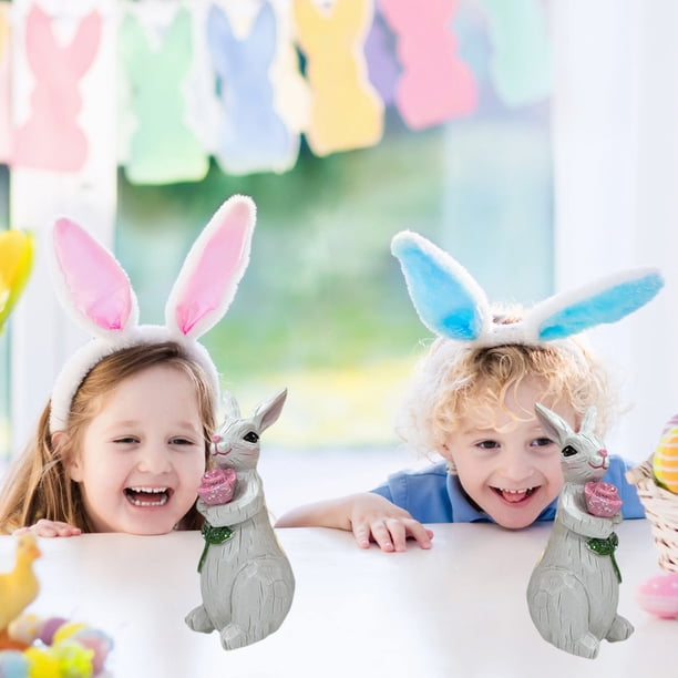 Decoración de Pascua para el hogar, Decoraciones de primavera con conejitos, Adorables conejitos de imitación, Conejito blanco, Decoración de Pascua para el hogar, Decoración de primavera,
