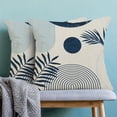 thumbnail image 2 of Boho Summer Outdoor Pillow Covers 18 x 18 Inch, Navy Blue Leaf Decor Throw Pillows for Couch Bed, Modern Abstract Plant Indoor Farmhouse Decorative Pillowcase Linen Cushion Cover Set of 2, 2 of 6