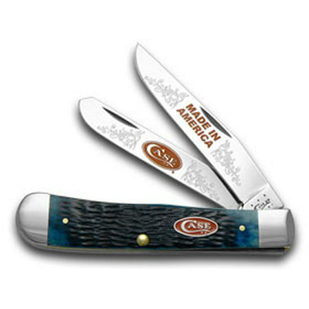 CASE XX Jigged Blue Bone Made in America 1/600 Trapper Limited Edition Pocket Knife (Best American Made Pocket Knives)