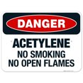 thumbnail image 1 of Danger Acetylene No Smoking No Open Flames Sign, OSHA Danger Sign, 18x24 Aluminum, 1 of 1