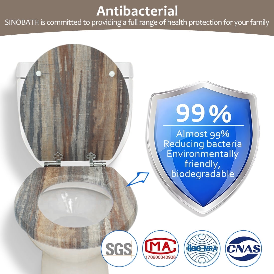 Nastarki Elongated Toilet Seat, Slow Close Wood Toilet Seats, Wooden Toilet Seats with Strong Alloy Hinges