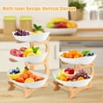 thumbnail image 6 of Wooden Fruit Bowl with Bamboo Wood Stand for Kitchen Counter, Plastic Fruit Basket for Vegetable Storage, Snack Dessert Tray for Party Wedding, White, 6 of 10
