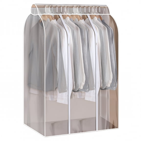 GASTROPOD Extra Large Clear Hanging Garment Bags for Closet Storage, Bottom Enclosed Dust Proof Cover with Zipper, Fits Suits Coats Dresses, M-XXL