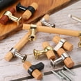 thumbnail image 4 of Uxcell 6 Pcs T Bar Tiradores de Cajón de Madera con Agujero Único y Tornillos, Madera/Dorado, 4 of 6