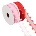 thumbnail image 1 of Juego de cintas de organza de 1 pulgada x 20 yardas de Uxcell, cinta decorativa de corazón transparente, roja, rosa, 1 of 5