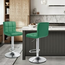MoNiBloom Adjustable Height Swivel Bar Stool Lift Pub Chair, Counter Height Chair Set of 2 for Kitchen, Green