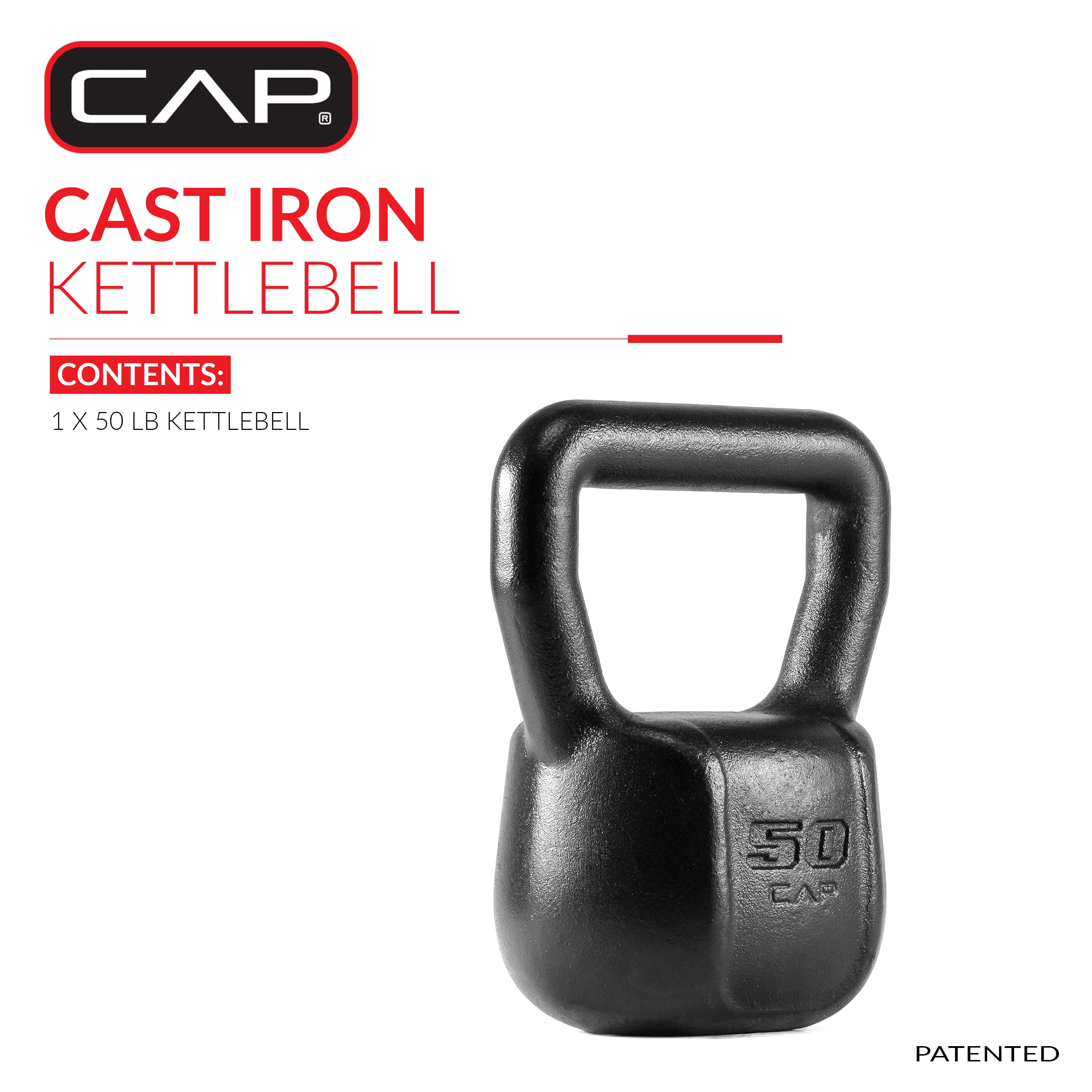 CAP Barbell Cast Iron Kettlebell, Home Gym Strength Training Weight, 50 lb