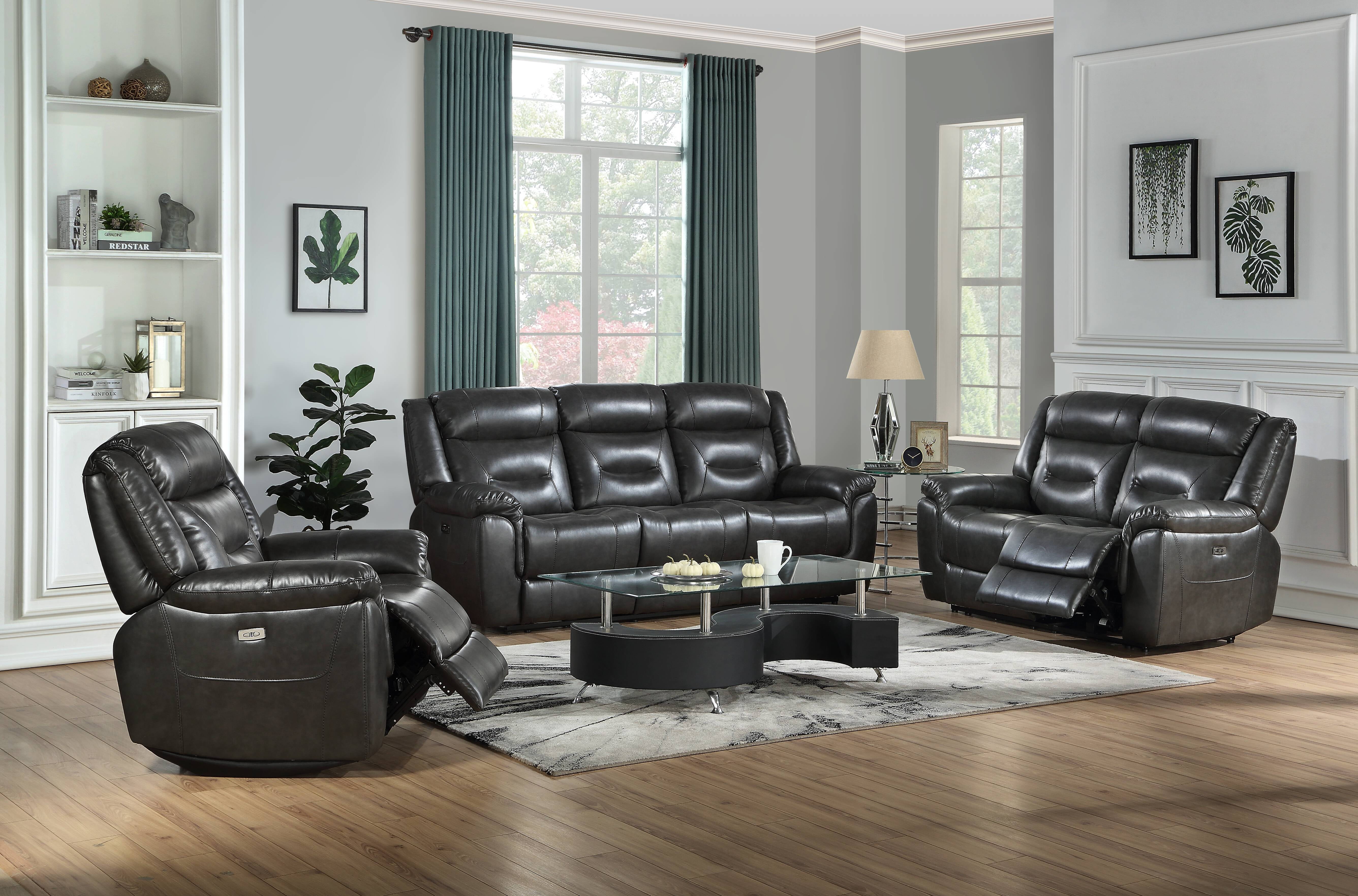 Acme Imogen Power Motion Sofa in Gray Leather-Aire