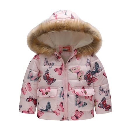 

Child Sweater Kids Winter Baby Jacket Girls Hooded Prints Toddler Outwear Zipper Windproof Warm Thick Girls Jacket Coat