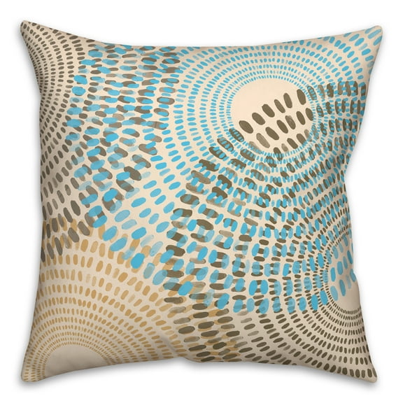 Creative Products Blue and Tan Dash Circles 20x20 Indoor / Outdoor Pillow