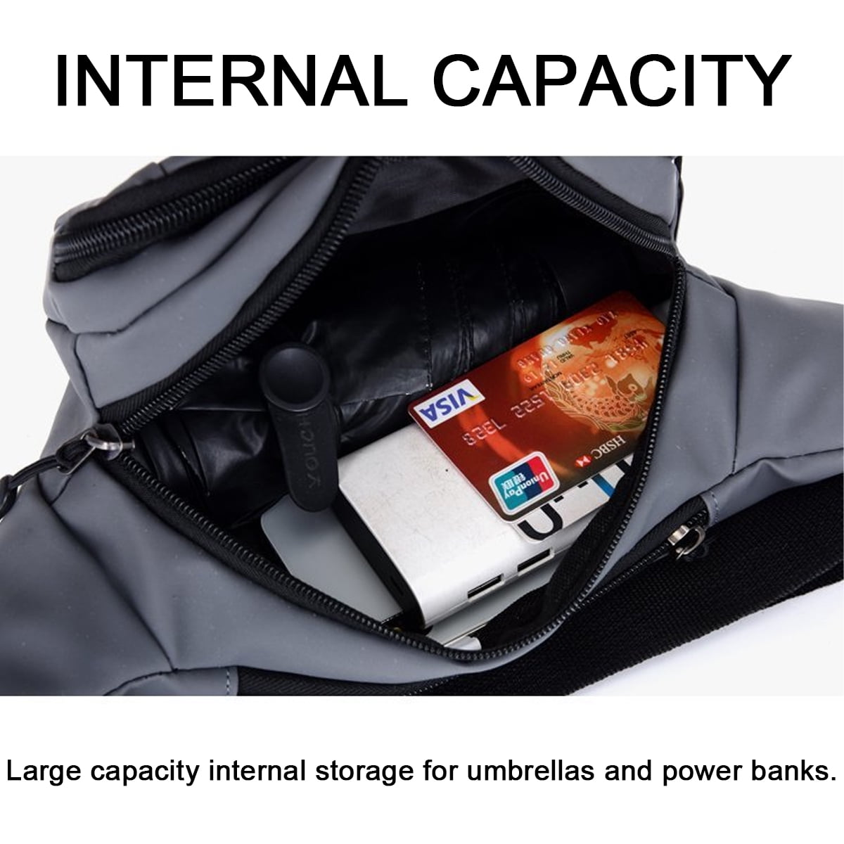Large Fanny Pack for Women Plus Size Black Fanny Pack, Crossbody Bag with Adjustable Belt Straps Fashionable Travel Hiking Walking Belt Bag for Men - Black