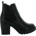 thumbnail image 2 of Refresh Club-01 Black Fashion Elastic Panel Slip On Chunky Heel Ankle Booties (Black, 7), 2 of 4