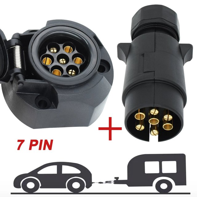 7 Pin European Trailer Socket+Plug Tow Bar Connector Adapter for Car RV Truck Boat Caravans Transfer Signal Adapter 12V