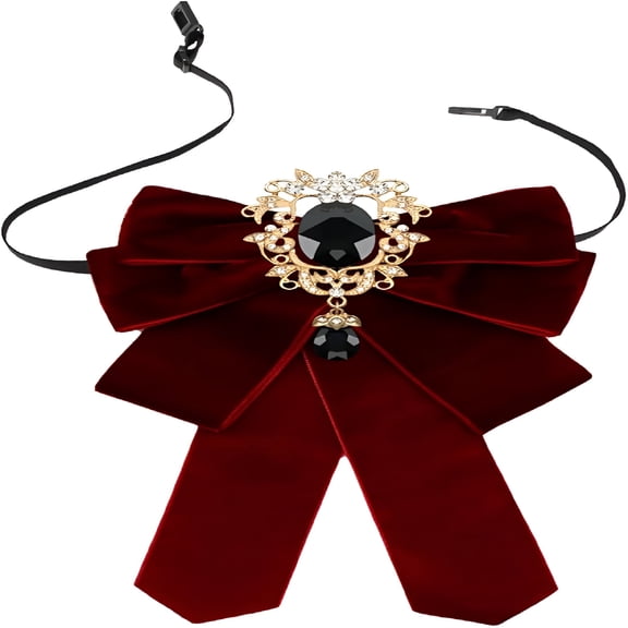 TUWAFE Velvet Bow Ties for Men and Women Pre-tied Rhinestone Bow Tie for Tuxedo Party Prom Holiday