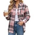 thumbnail image 7 of Enjoytime Plaid Long Sleeve Shirts for Women Flannel Button Down Shackets Fall Fashion Work Business Casual Jacket with Pocket, 7 of 7