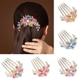 thumbnail image 6 of Fashion Women Rhinestone Inlaid Flower Hair Comb Hairpin R2E7 Headwear E8C7, 6 of 9