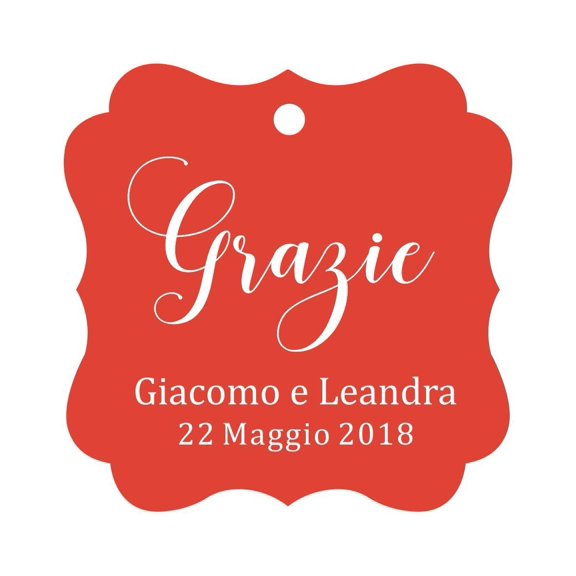 Darling Souvenir Wedding Favor Tag Grazie Wedding Thank You Gift Custom Hang Tags-Red-100 Tags