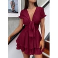 thumbnail image 2 of Vestido PRETTYGARDEN 2025 Cuello en V Manga Corta Lazo Rojo XXL, 2 of 6