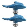 thumbnail image 1 of 2pcs Dolphin Puertas Perillas Durables Muebles Cajón Manija Gabinete De Cerámica Manejo, 1 of 7