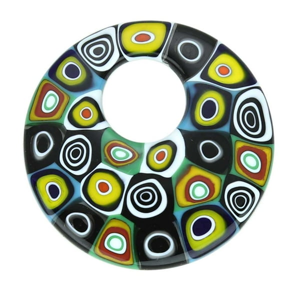 GlassOfVenice Murano Glass Millefiori Medium Round Pendant - Abstract Multicolor