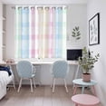 thumbnail image 5 of Blue Pink Plaid Kitchen Curtains 72 Inch Length, Pastel Green White Buffalo Patchwork Grommet Top Bedroom Living Room Curtains, Light Filtering Cafe Curtain Drapes 2 Panels Set 104''x72'', 5 of 9