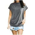 thumbnail image 4 of Blouse Décontractée en Coton à Manches Courtes Col Roulé pour Femmes, T-shirt Grande Taille, 4 of 4