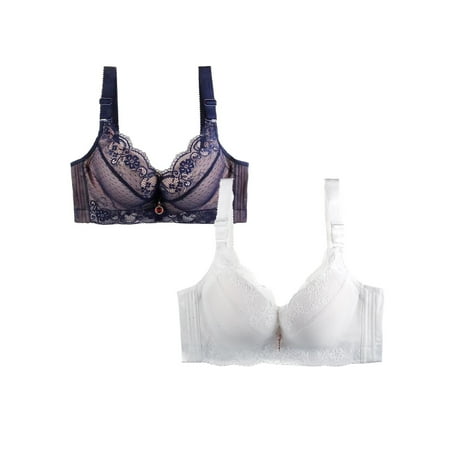 HCURIBAD Clearance! Bras for Women  Pack of 2 Sports Bra Women s Breathable Plus Sports Size Lace Bra Womens Bras Sexy Wireless Bras for Women  Push up Bra  Bra Pack 2Pcs Underwear Blue 7XL