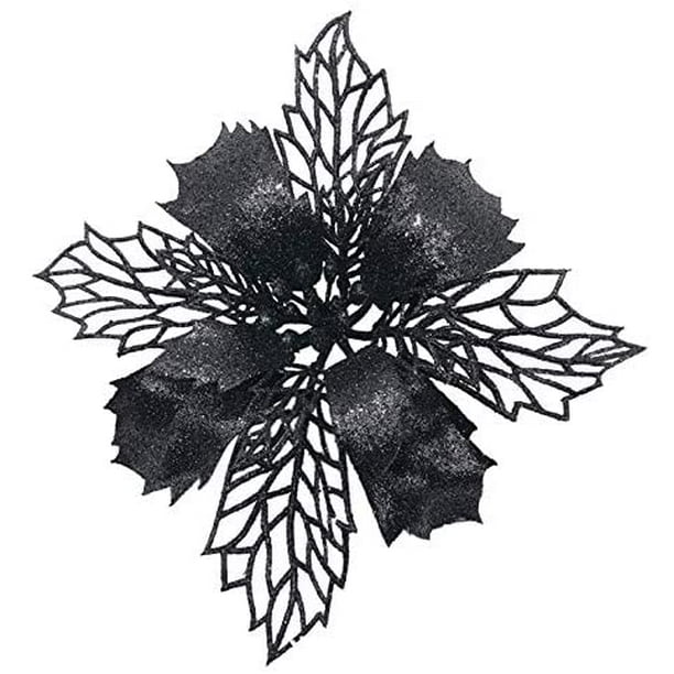 Pack of 12 Glitter Artificial Poinsettia Flowers Christmas Wreath