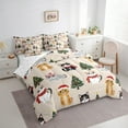 thumbnail image 3 of Feelyou Kawaii Cartoon Cat Bedding Comforter Set 7 Pieces for Teen, Christmas Tree Full Bedding Set, Happy New Year Reversible Fitted Sheet Flat Sheet, Lightweight Room Decor, 3 of 7