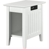 Atlantic Furniture Nantucket Chair Side Table with Charging Station, White, "chair side table (22"" x 14"")"