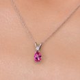 thumbnail image 3 of Gem Stone King 14K White Gold Pure Pink Mystic Topaz and White Moissanite Pendant Necklace for Women | 0.86 Cttw | Gemstone November Birthstone | Pear Shape 7X5MM | With 18 inch Chain, 3 of 6